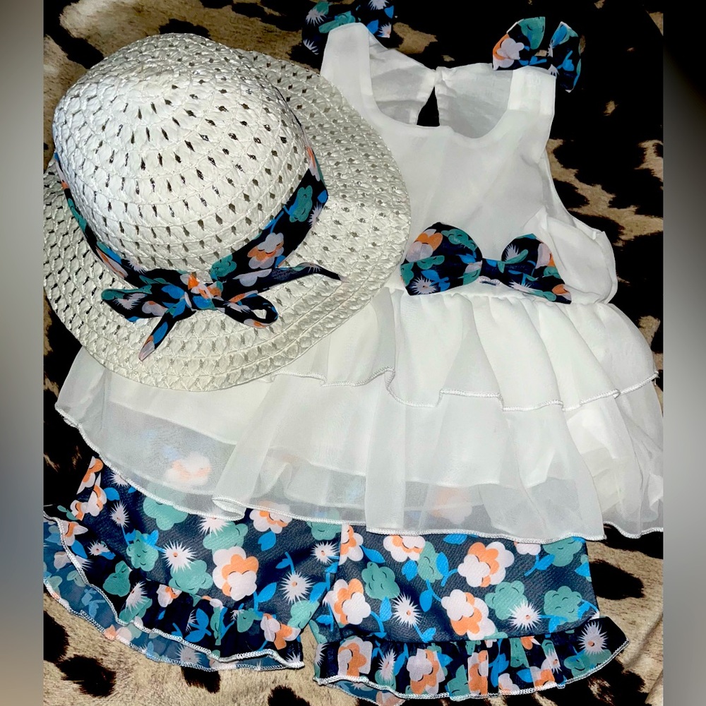 NEW- Girls 3pc Outfit With Hat